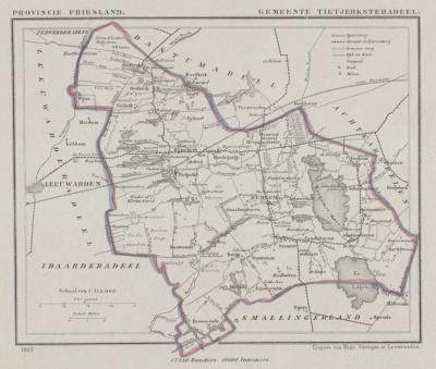 Gemeente Tietjerksteradeel anno ca. 1870, kaart J. Kuijper (collectie www.atlasenkaart.nl)