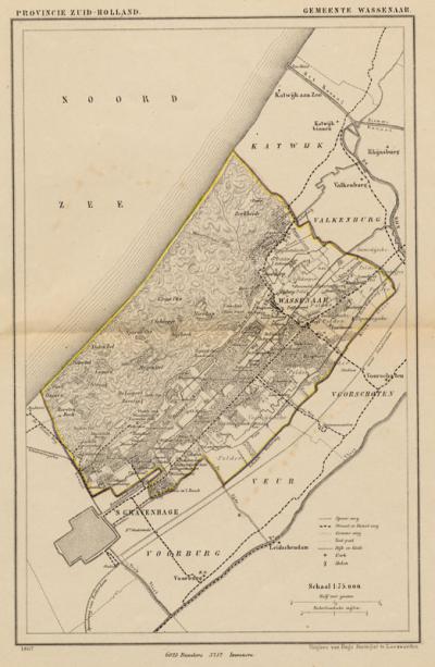 Gemeente Wassenaar anno ca. 1870, kaart J. Kuijper