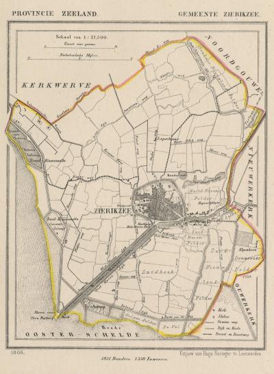 Gemeente Zierikzee anno ca. 1870, kaart J. Kuijper (collectie www.atlasenkaart.nl)