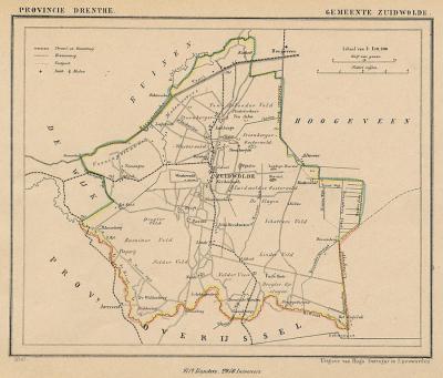 Gemeente Zuidwolde anno ca. 1870, kaart J. Kuijper (collectie www.atlasenkaart.nl)