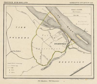 Gemeente Zwartewaal anno ca. 1870, kaart J. Kuijper (© www.atlasenkaart.nl)