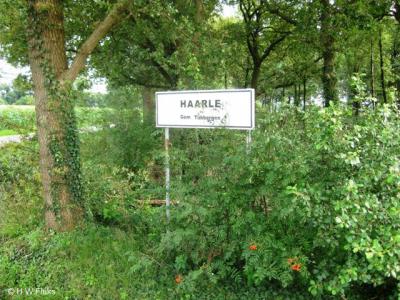 De gemeente Tubbergen is niet scheutig met plaatsnaamborden. Bij de nota bene officiële woonplaats Haarle heeft de buurtschap zo te zien zelf maar plaatsnaamborden vervaardigd (net als men dat in Mander en Hezingen heeft gedaan...).