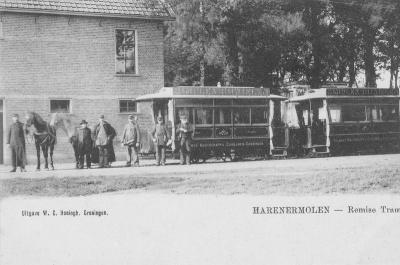 Harenermolen, tramremise van de paardentram Groningen-Zuidlaren v.v.