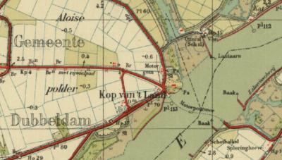 Kop van 't Land is een buurtschap in de provincie Zuid-Holland, in de streek Drechtsteden, gemeente Dordrecht. T/m 30-6-1970 gemeente Dubbeldam. De buurtschap staat hier afgebeeld op een kaart uit ca. 1940. (© www.kadaster.nl)