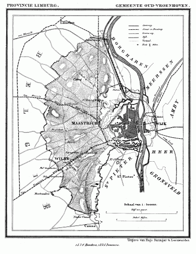 Gemeente Oud-Vroenhoven anno ca. 1870, kaart J. Kuijper