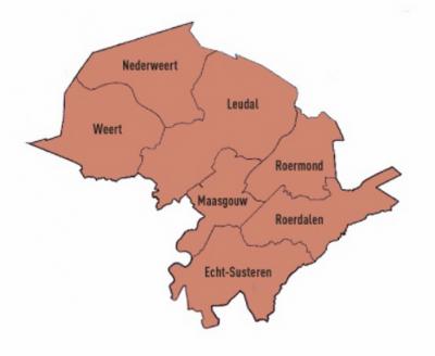 De begrenzing van regio's is vaak niet 'hard'. De intergemeentelijke 'netwerkorganisatie' Samenwerking Midden-Limburg (SML) bijv., omvat de gemeenten Echt-Susteren, Leudal, Maasgouw, Nederweert, Roerdalen, Roermond en Weert. (© www.meedemeentgroep.nl)