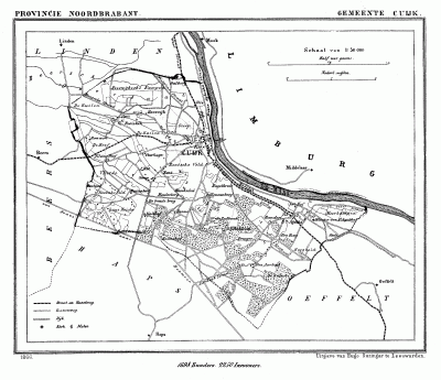Gemeente Cuijk en Sint Agatha anno ca. 1870, kaart J. Kuijper