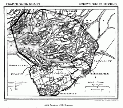 Gemeente Made en Drimmelen anno ca. 1870, kaart J. Kuijper