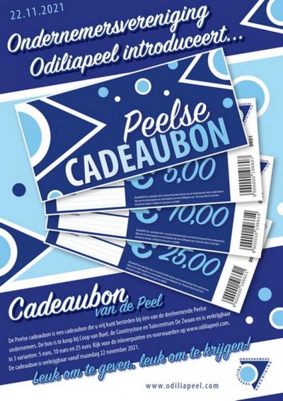 De Peelse Cadeaubon is leuk om te geven en leuk om te krijgen! En je steunt er je lokale ondernemers in Odiliapeel mee. Voor nadere informatie zie het hoofdstuk Landschap etc.