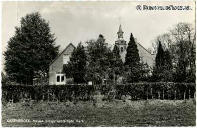 Okkenbroek, 'Rustiek plekje achterzijde kerk', ansichtkaart uit ca. 1970