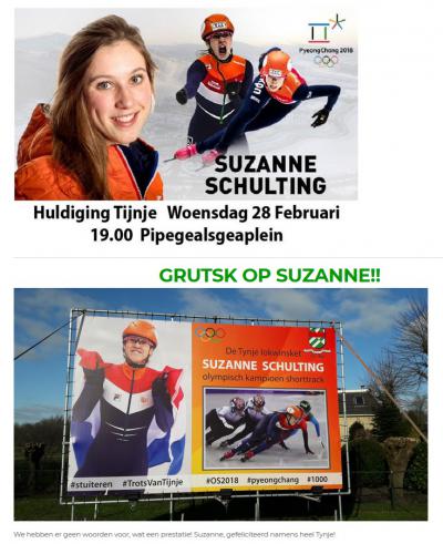 9 van de 10 Nederlanders zullen nog nooit van Tijnje hebben gehoord. In februari 2018 was dat even omgekeerd; toen is de in Tijnje opgegroeide Suzanne Schulting nl. Olympisch Kampioen Shorttrack geworden. Uiteraard heeft het dorp haar daarvoor gehuldigd.