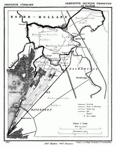 De buurtschap Proostdij lag t/m 1881 in de 'taartpunt' van de gemeente Abcoude-Proos(t)dij. Maar het lag veel dichter bij Vinkeveen. Daarom is die punt in 1882, d.m.v. grenscorrectie, overgegaan naar de toenmalige gemeente Vinkeveen en Waverveen.