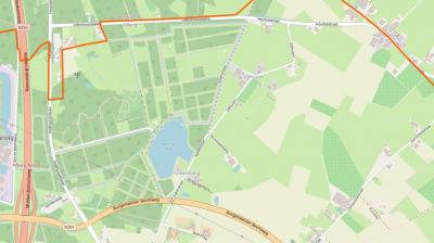 De landelijk gelegen buurtschap Vijfhuizen ligt in het uiterste NO van het stadsgebied van Tilburg (de grens is de oranje lijn). (© www.openstreetmap.org. © van de foto hierboven en hieronder: Google StreetView)