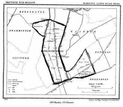 Gemeente Lange Ruige Weide anno ca. 1870, kaart J. Kuijper