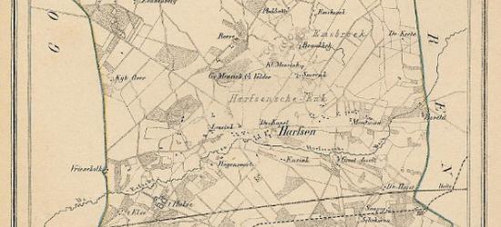 Kaart van de begin 19e eeuw opgeheven gemeente Almen, situatie anno ca. 1870, kaart J. Kuijper