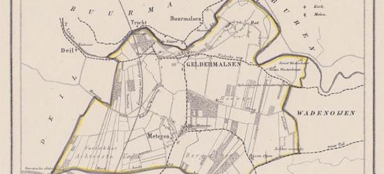 Gemeente Geldermalsen anno ca. 1870, kaart J. Kuijper