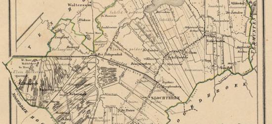 Gemeente Slochteren anno ca. 1870, kaart J. Kuijper (collectie www.atlasenkaart.nl)