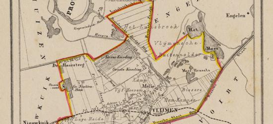 Gemeente Vlijmen anno ca. 1870, kaart J. Kuijper (collectie www.atlasenkaart.nl)