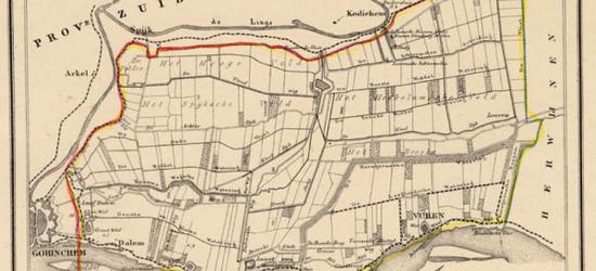 Gemeente Vuren anno ca. 1870, kaart J. Kuijper (collectie www.atlasenkaart.nl)