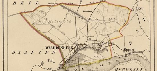 Gemeente Waardenburg anno ca. 1870, kaart J. Kuijper