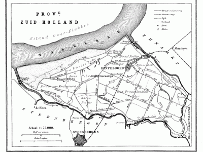 Gemeente Dinteloord en Prinsenland in ca. 1870, kaart J. Kuijper