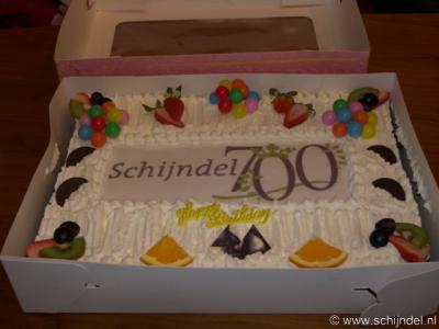 Schijndel heeft in 2009 uitbundig het 700-jarig bestaan als 'gemeente' gevierd, o.a. met speciale eenmalige 700-jaarartikelen zoals postzegels, bier, wijn en klompen. Deze Schijndel-700-taart is door bakkerij Van Doorns aangeboden aan het gemeentebestuur.