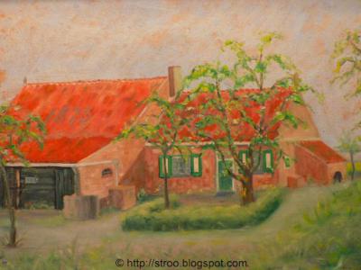 Snabbeldorp, schilderij van een van de voormalige boerderijen in de buurtschap. De boerderij bestaat niet meer: deze was bij de inundatie van Walcheren in 1944 zo zwaar beschadigd dat deze niet meer is herbouwd.