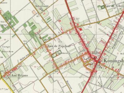 Buurtschap Aan de Popelaar, gelegen NW van de dorpskern van Koningsbosch, heeft van ca. 1925 tot ca. 1990 op de kaarten gestaan. (© www.kadaster.nl)