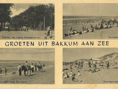 W van Bakkum ligt het badplaatsje Bakkum aan Zee (hier op een prentbriefkaart uit vermoedelijk jaren dertig), tegenwoordig vaak ook foutief Castricum aan Zee genoemd (hoe dat zit kun je lezen onder het kopje Naam).