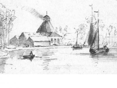 Rond 1870 heeft P.J. Lutgers de arbeiderswoningen van buurtschap De Glashut vastgelegd in een potloodschets. Dit is een van de weinige afbeeldingen waarop de opvallende glasovens te zien zijn. Ook is te zien dat er toen veel meer bebouwing stond dan nu.