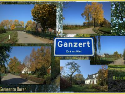Ganzert, collage buurtschapsgezichten van het deel dat onder het dorp Eck en Wiel valt (© Jan Dijkstra, Houten)