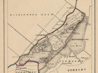 Gemeente Aalsmeer anno ca. 1870, kaart J. Kuijper (collectie www.atlasenkaart.nl)