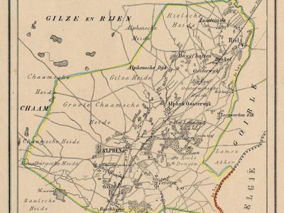Gemeente Alphen en Riel anno ca. 1870, kaart J. Kuijper (collectie www.atlasenkaart.nl)