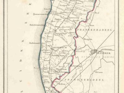 Gemeente Barradeel anno ca. 1870, kaart J. Kuijper (collectie www.atlasenkaart.nl)