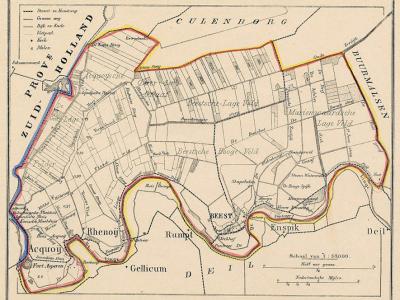 Gemeente Beesd anno ca. 1870, kaart J. Kuijper (collectie www.atlasenkaart.nl)