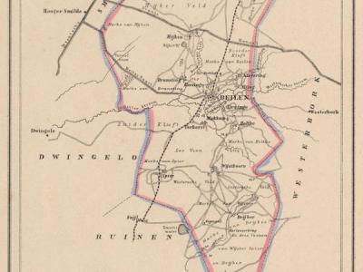 Gemeente Beilen anno ca. 1870, kaart J. Kuijper (collectie www.atlasenkaart.nl)