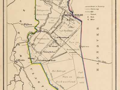 Gemeente Bellingwolde anno ca. 1870, kaart J. Kuijper (collectie www.atlasenkaart.nl)