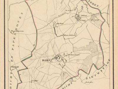 Gemeente Born anno ca. 1870, kaart J. Kuijper (collectie www.atlasenkaart.nl)