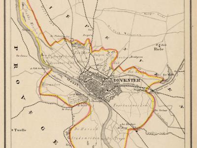 Gemeente Deventer anno ca. 1870, kaart J. Kuijper (collectie www.atlasenkaart.nl)
