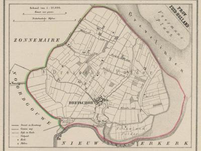 Gemeente Dreischor anno ca. 1870, kaart J. Kuijper (collectie www.atlasenkaart.nl)