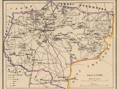 Gemeente Eibergen anno ca. 1870, kaart J. Kuijper, exclusief de in 1819 opgeheven gemeente Beltrum