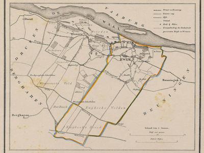 Gemeente Ewijk anno ca. 1870, kaart J. Kuijper