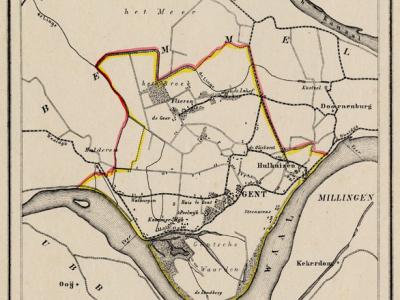 Gemeente Gendt anno ca. 1870, kaart J. Kuijper