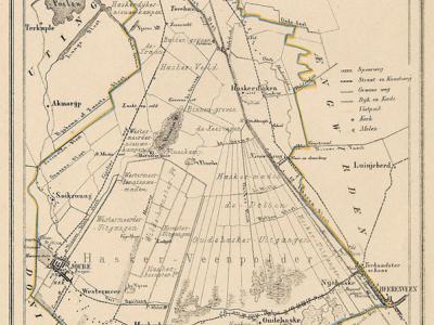 Gemeente Haskerland anno ca. 1870, kaart J. Kuijper (collectie www.atlasenkaart.nl)
