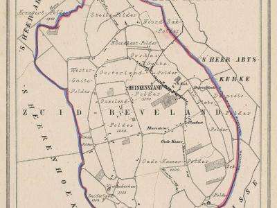 Gemeente Heinkenszand anno ca. 1870, kaart J. Kuijper (collectie www.atlasenkaart.nl)