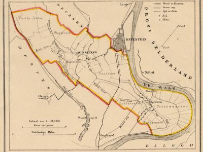 Gemeente Huisseling en Neerloon anno ca. 1870, kaart J. Kuijper (© www.atlasenkaart.nl)