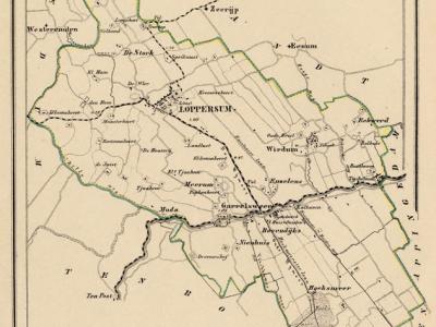 Gemeente Loppersum anno ca. 1870, kaart J. Kuijper (collectie www.atlasenkaart.nl)