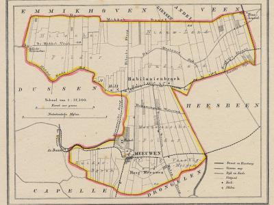Gemeente Meeuwen, Hill en Babyloniënbroek anno ca. 1870, kaart J. Kuijper (collectie www.atlasenkaart.n