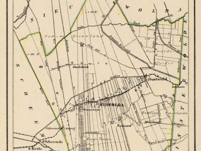 Gemeente Midwolda anno ca. 1870, kaart J. Kuijper (collectie www.atlasenkaart.nl)