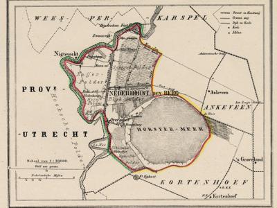 Gemeente Nederhorst den Berg anno ca. 1870, kaart J. Kuijper (collectie www.atlasenkaart.nl)